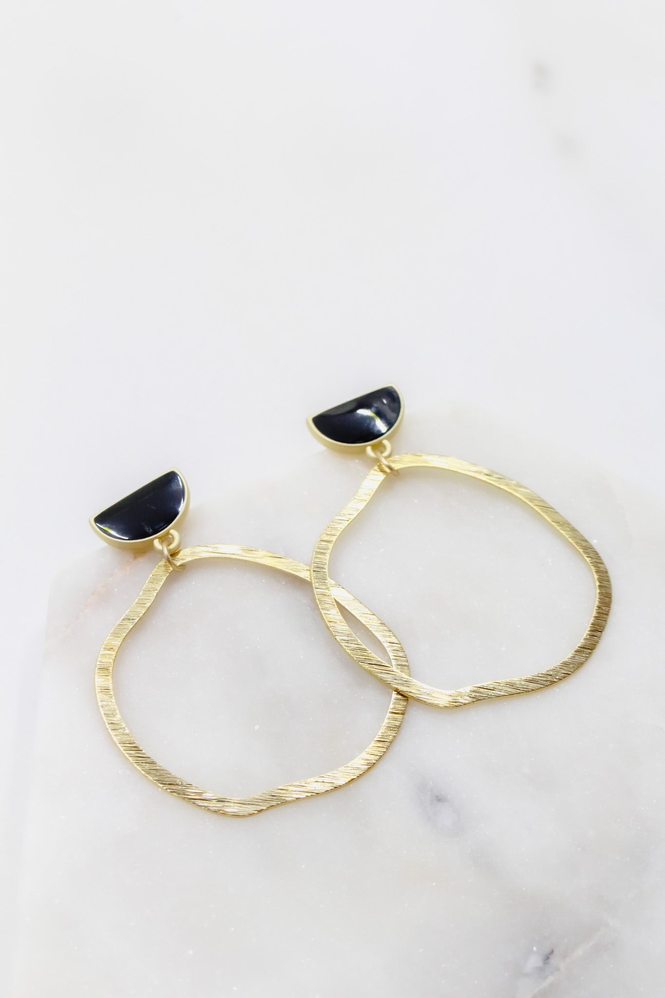 Abstract Hoop Earrings in Gold and Black