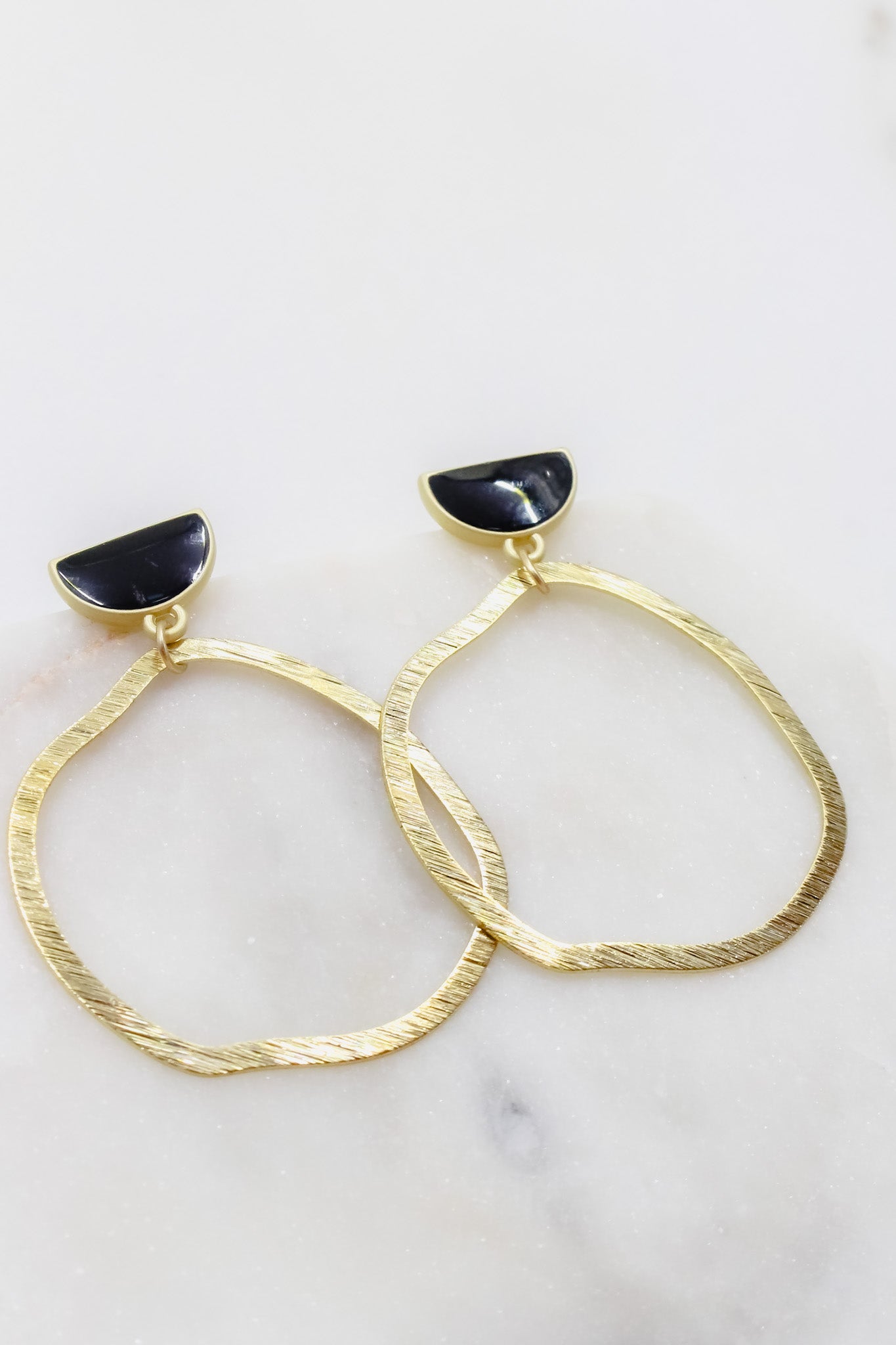 Abstract Hoop Earrings in Gold and Black