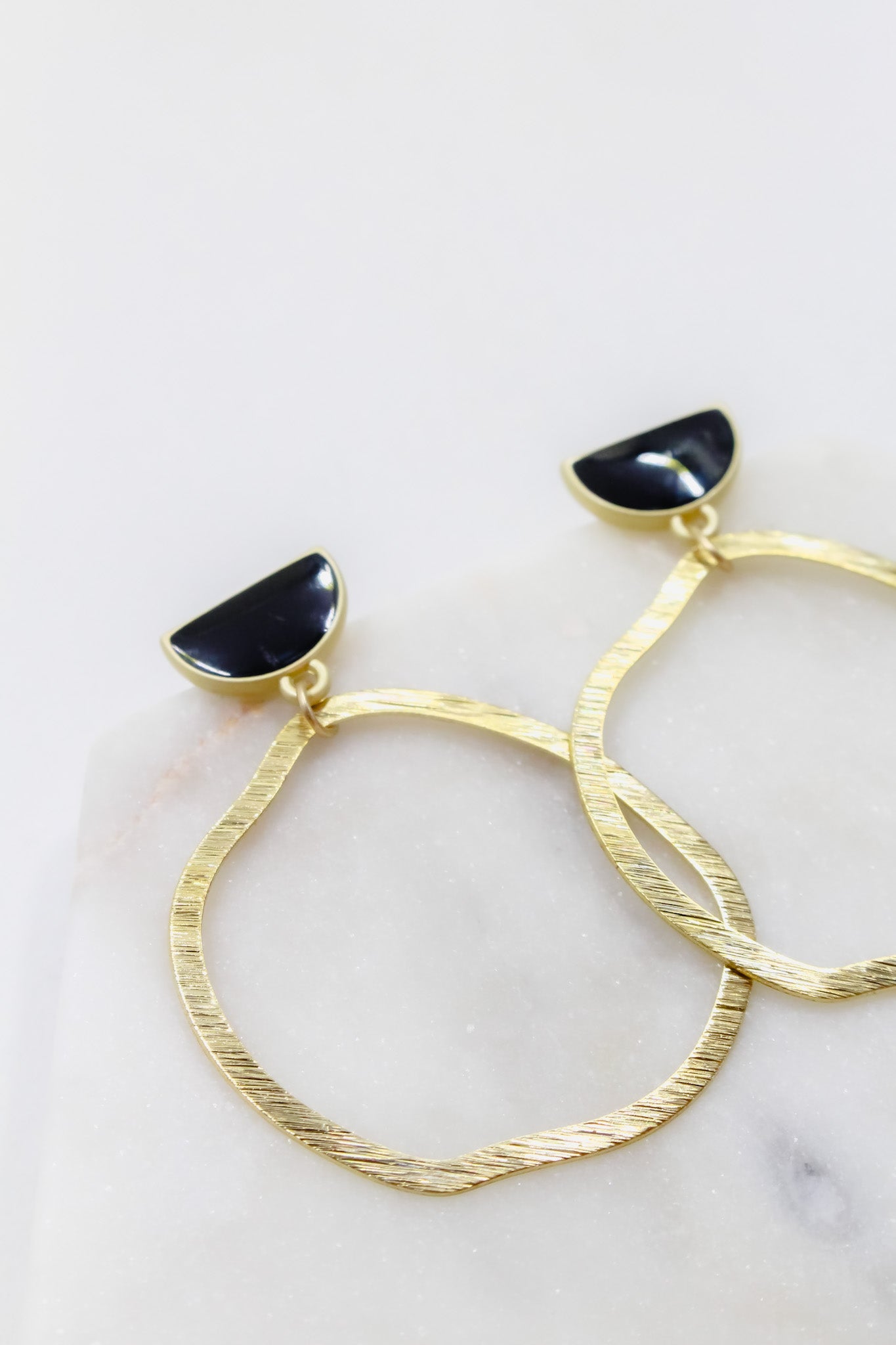 Abstract Hoop Earrings in Gold and Black