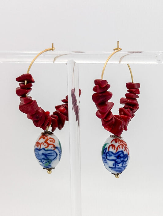 Coral Ceramic Hoops