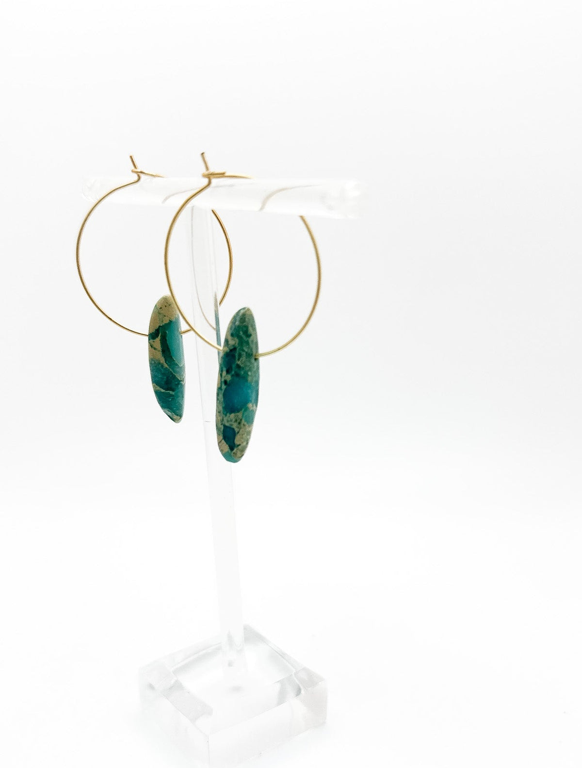 Agate Spike Round Hoops Gold