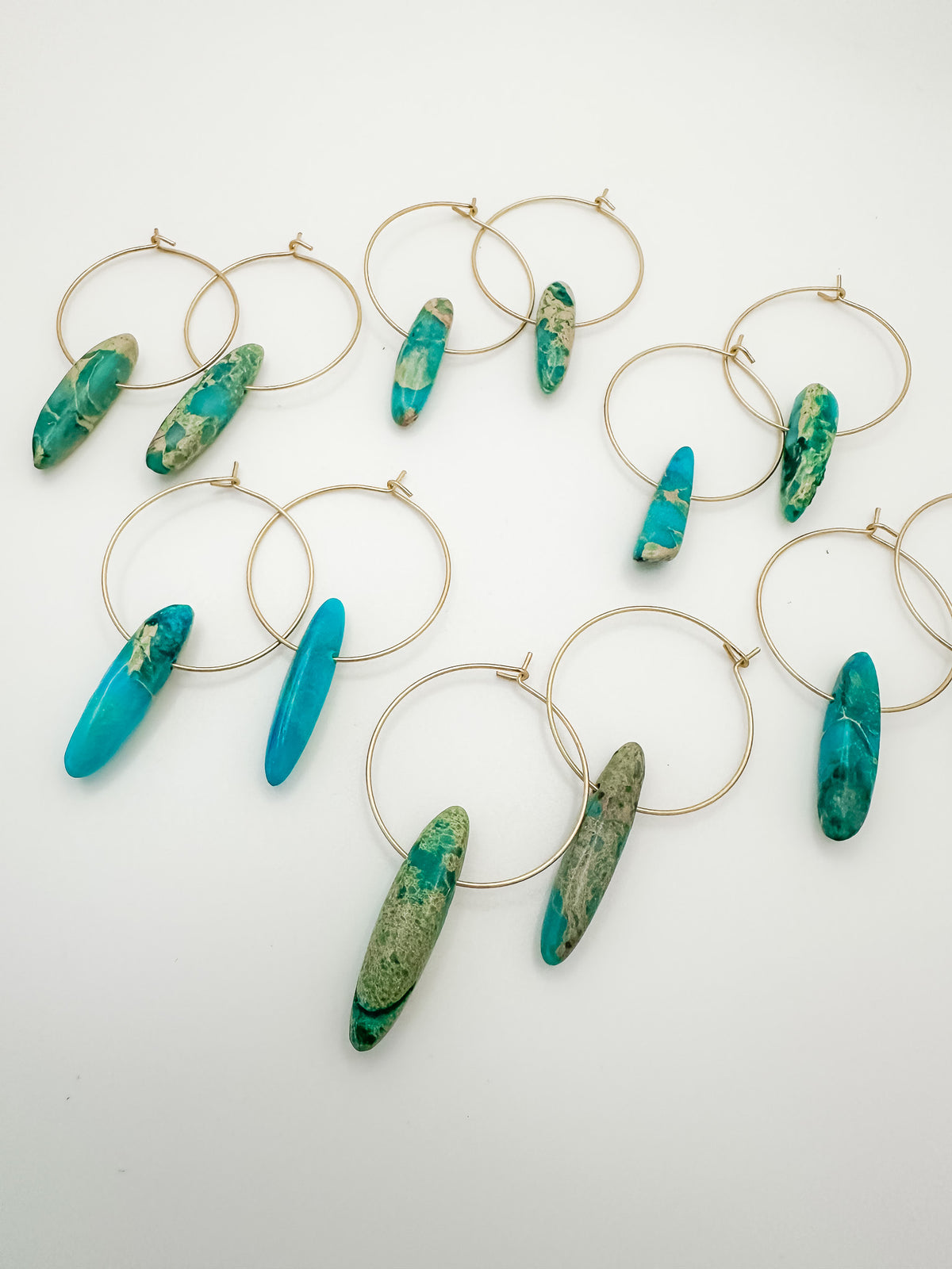 Agate Spike Round Hoops Gold