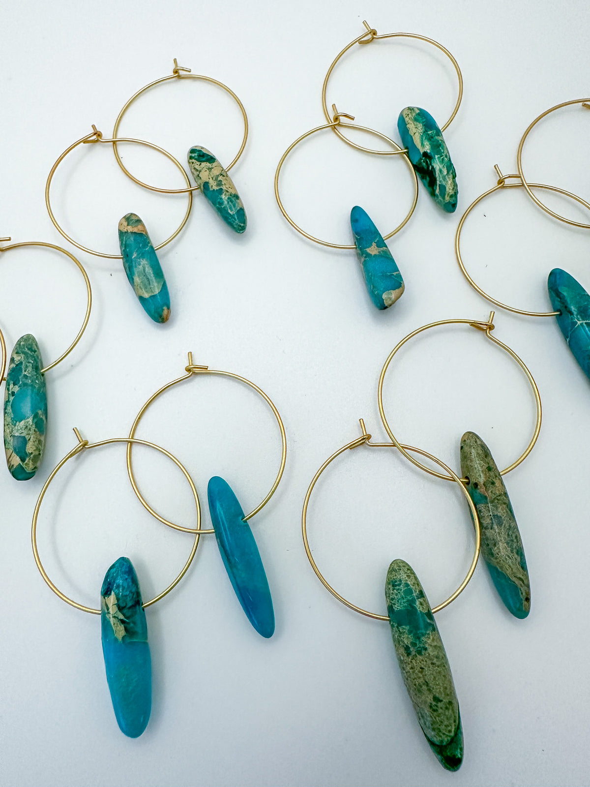 Agate Spike Round Hoops Gold