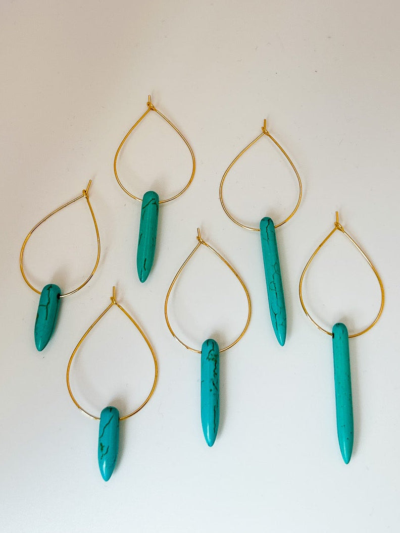 Turquoise Spike Teardrop Hoops