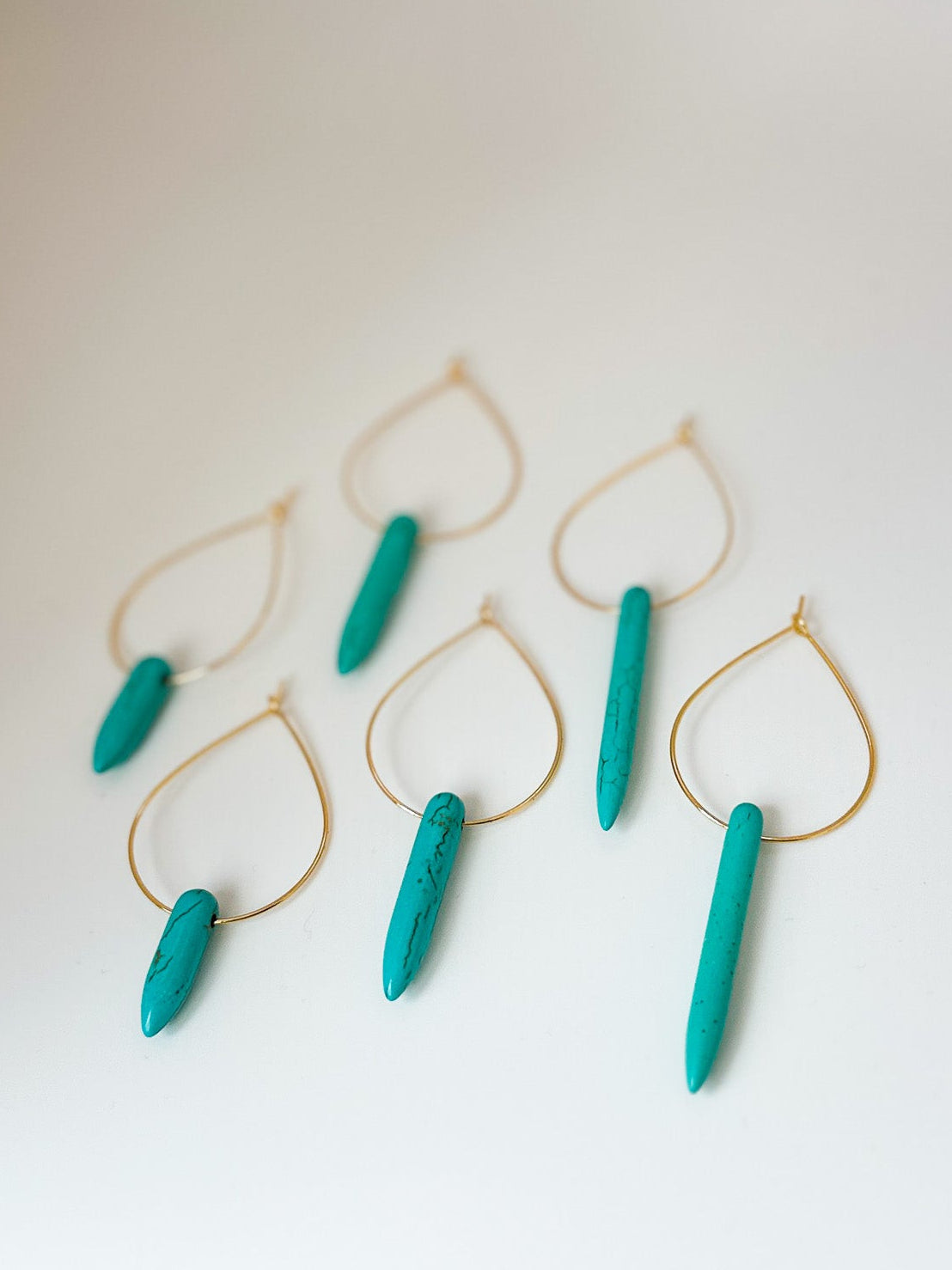 Turquoise Spike Teardrop Hoops