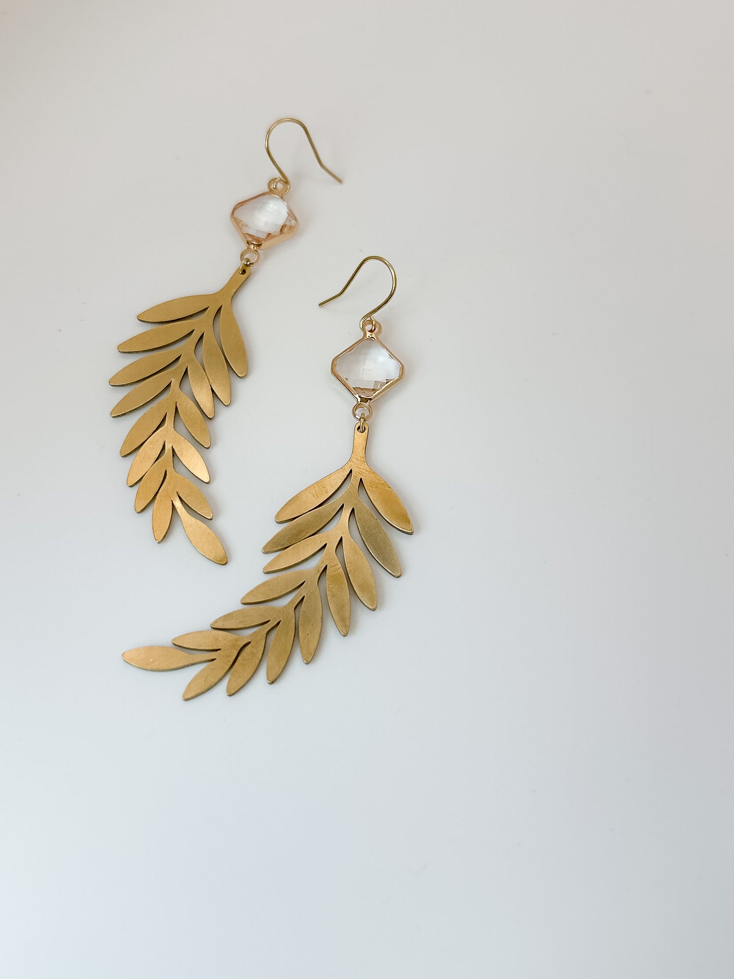 Crystal and Brass Branch Earrings