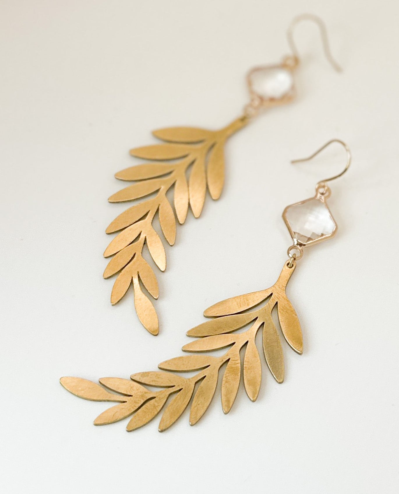 Crystal and Brass Branch Earrings