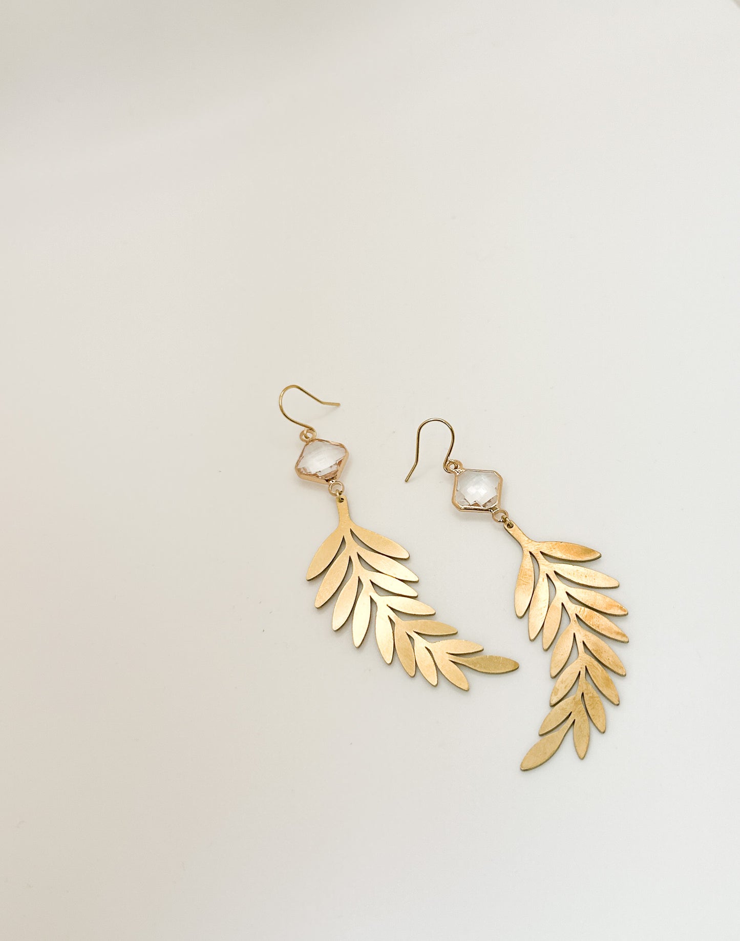 Crystal and Brass Branch Earrings