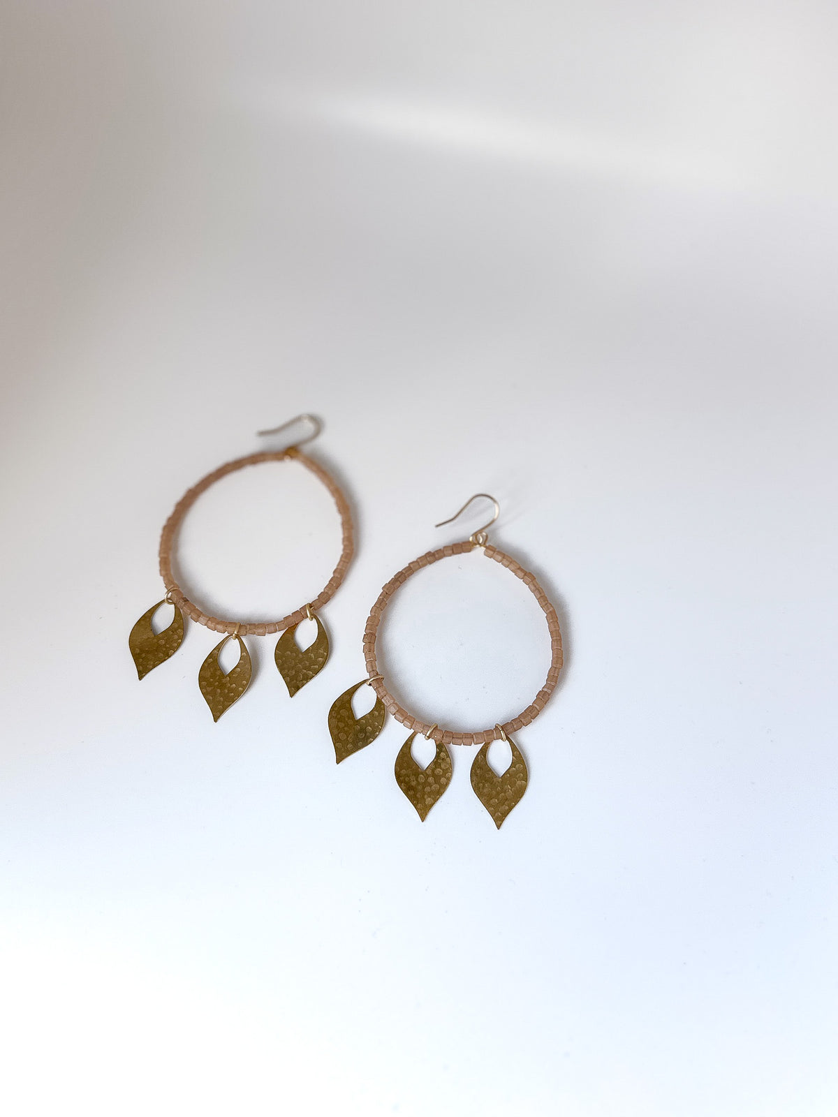 Peach Leafy fringe earrings