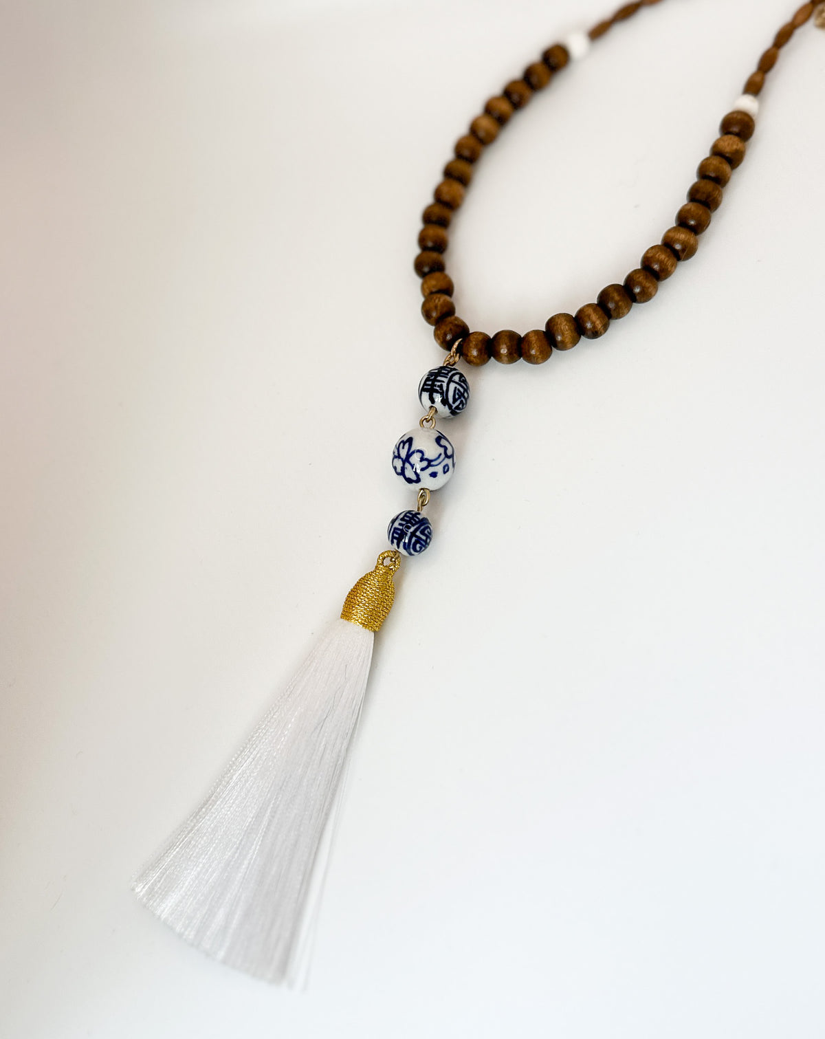 White Tassel Long Necklace