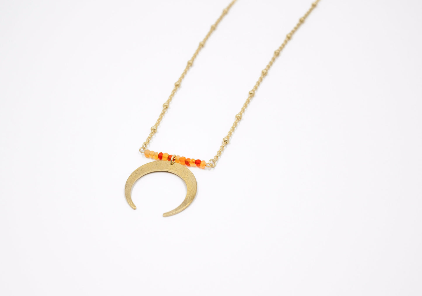 Shades of Citrine + Crescent Moon Necklace