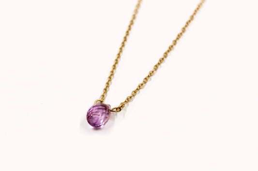 Mini Teardrop Moonstone Necklace in Lilac