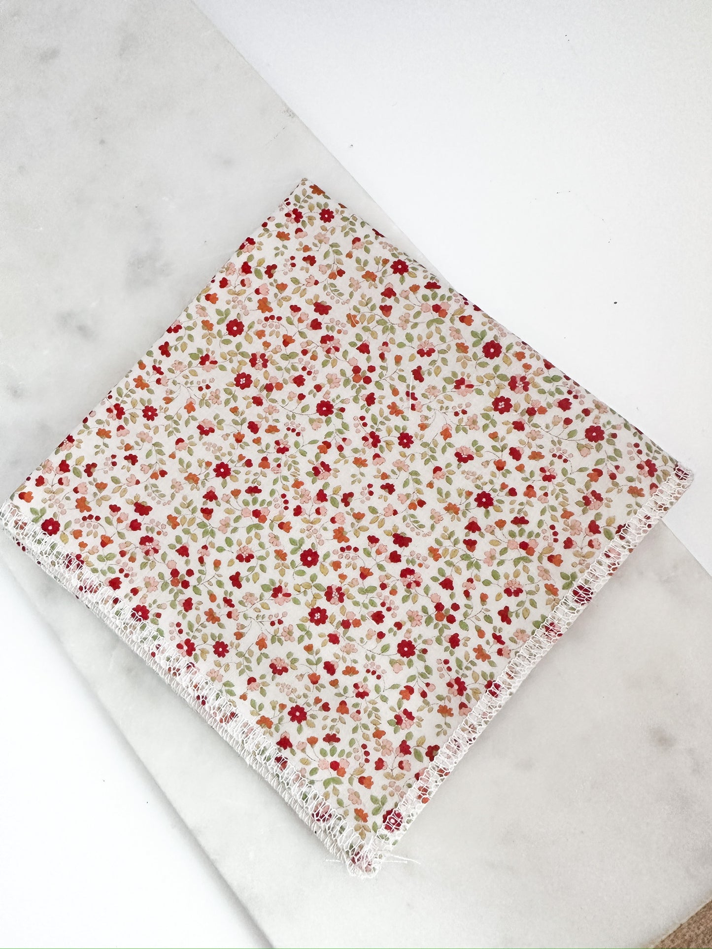 Blush and Apple Red Ditzy Floral Napkins