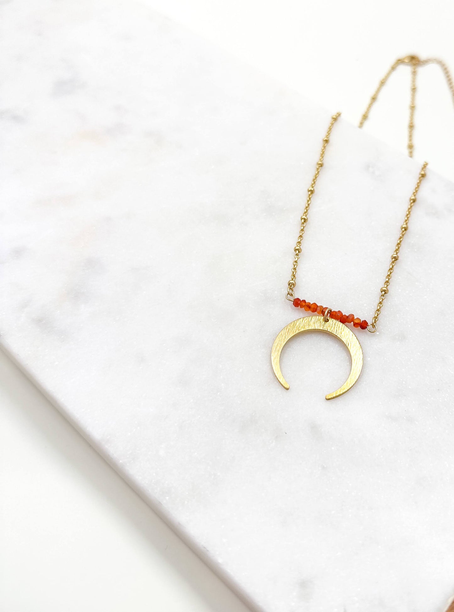Shades of Citrine + Crescent Moon Necklace