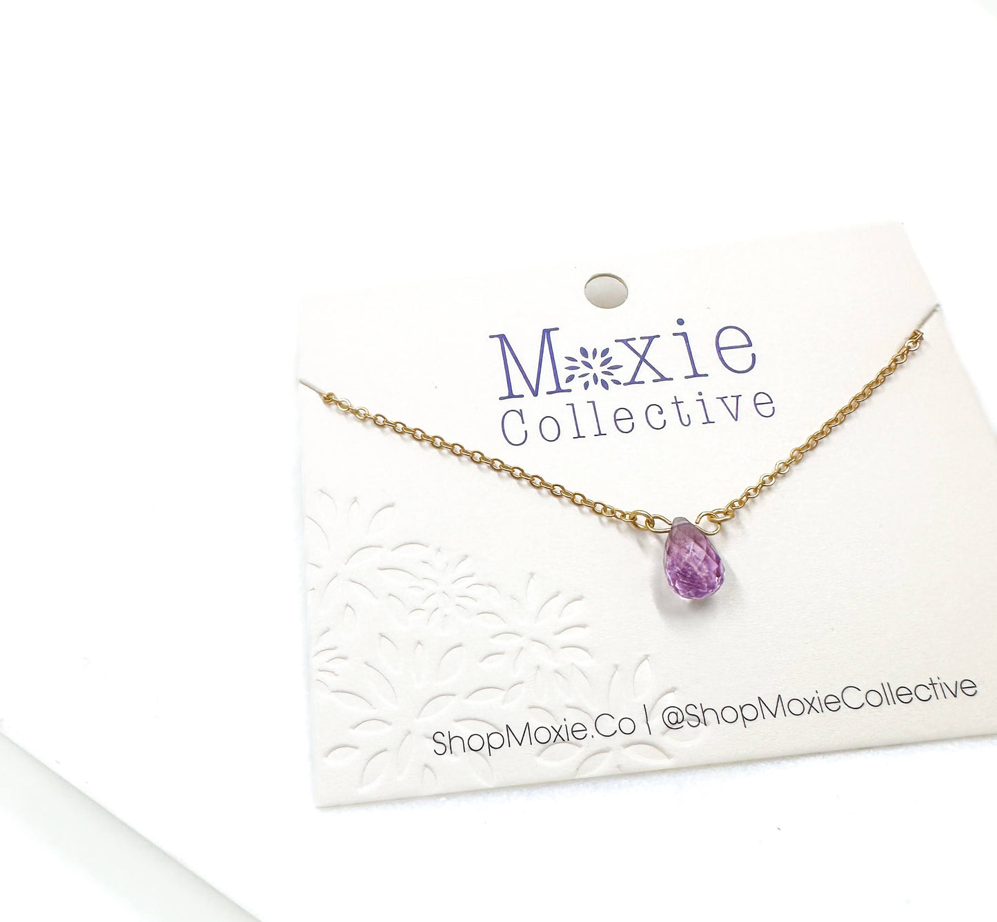 Mini Teardrop Moonstone Necklace in Lilac