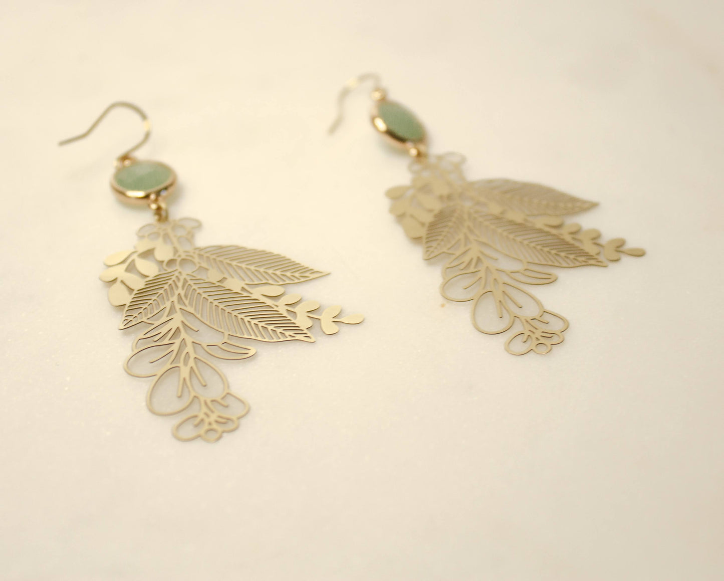 Pale Green Floral branch earrings