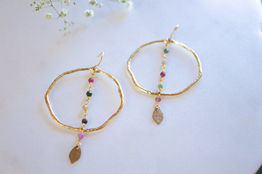 Tourmaline Rosary Hoop Earrings