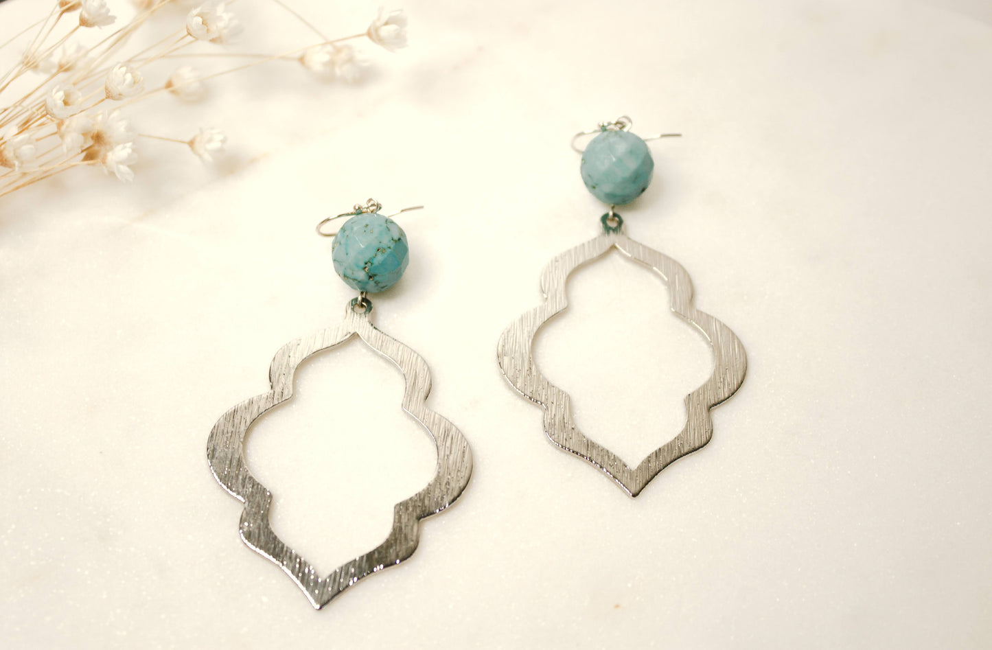 Turquoise and silver Moroccan Style earrings