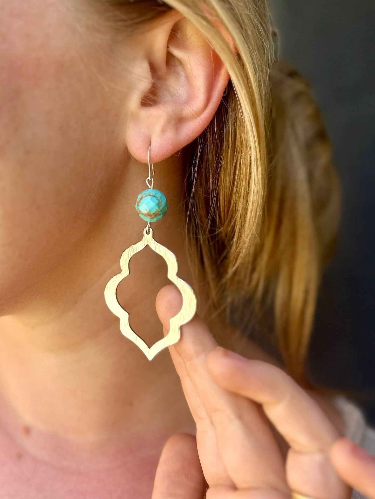 Turquoise and silver Moroccan Style earrings