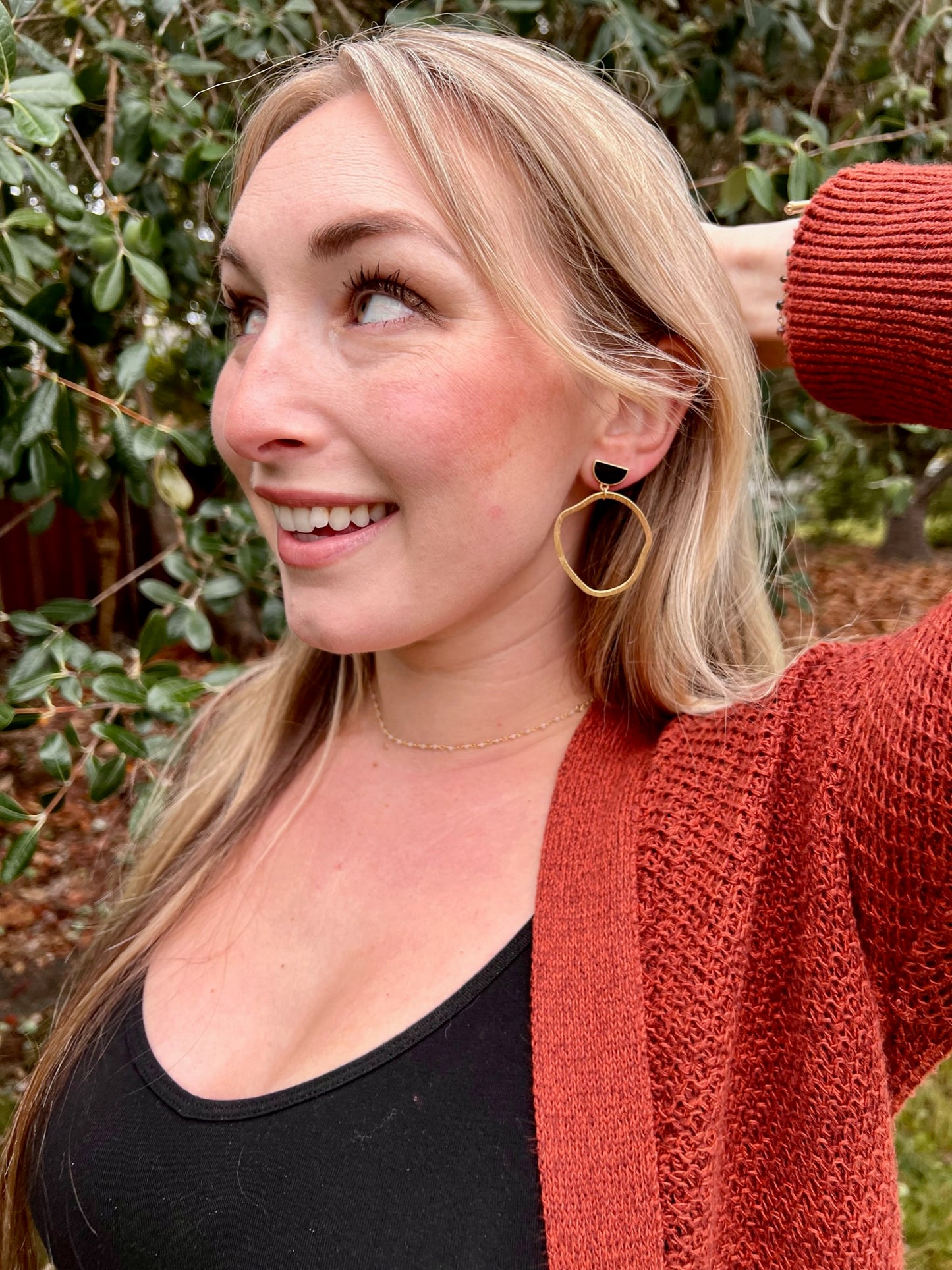 Abstract Hoop Earrings in Gold and Black