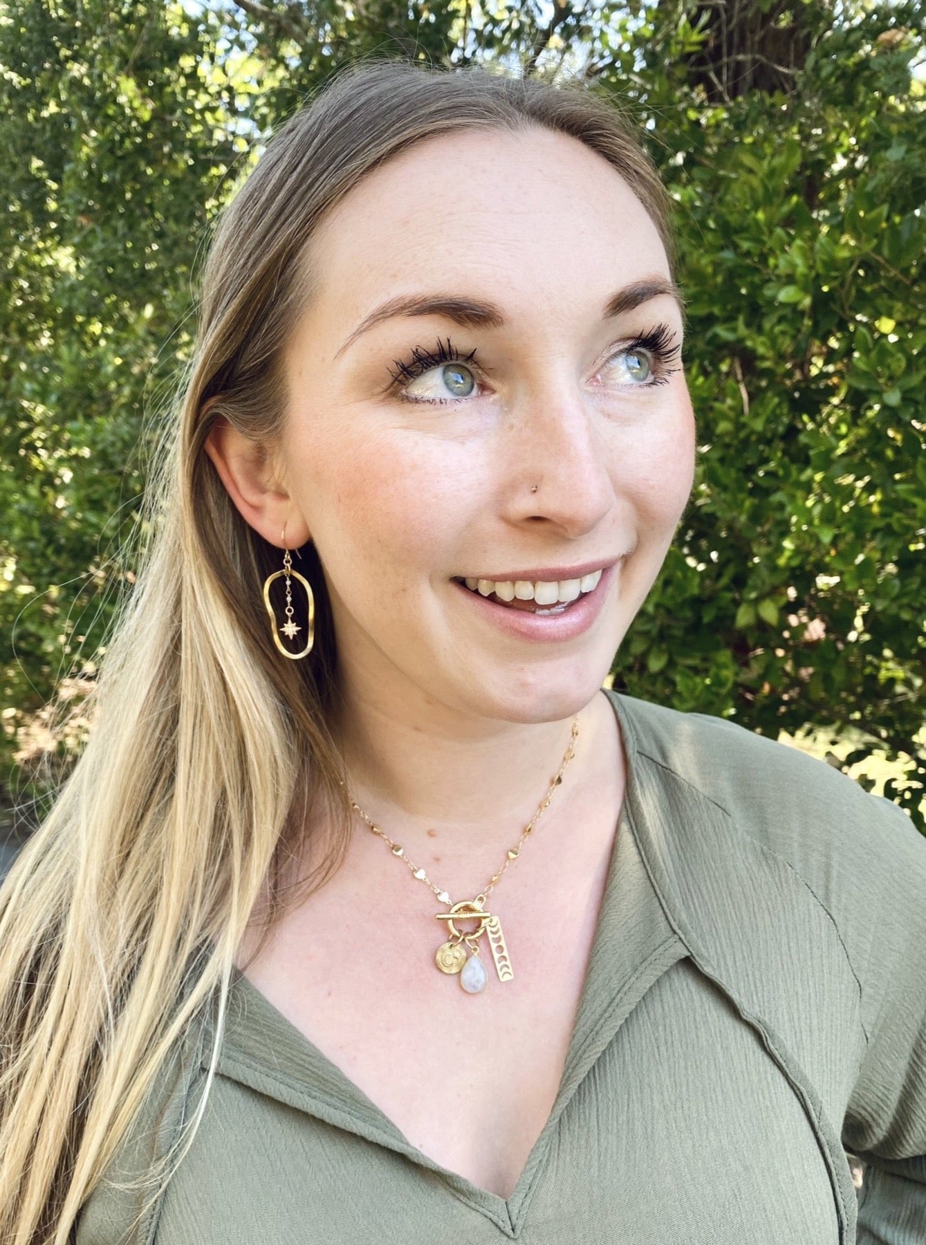 Celestial Charm Statement Necklace with Moonstone