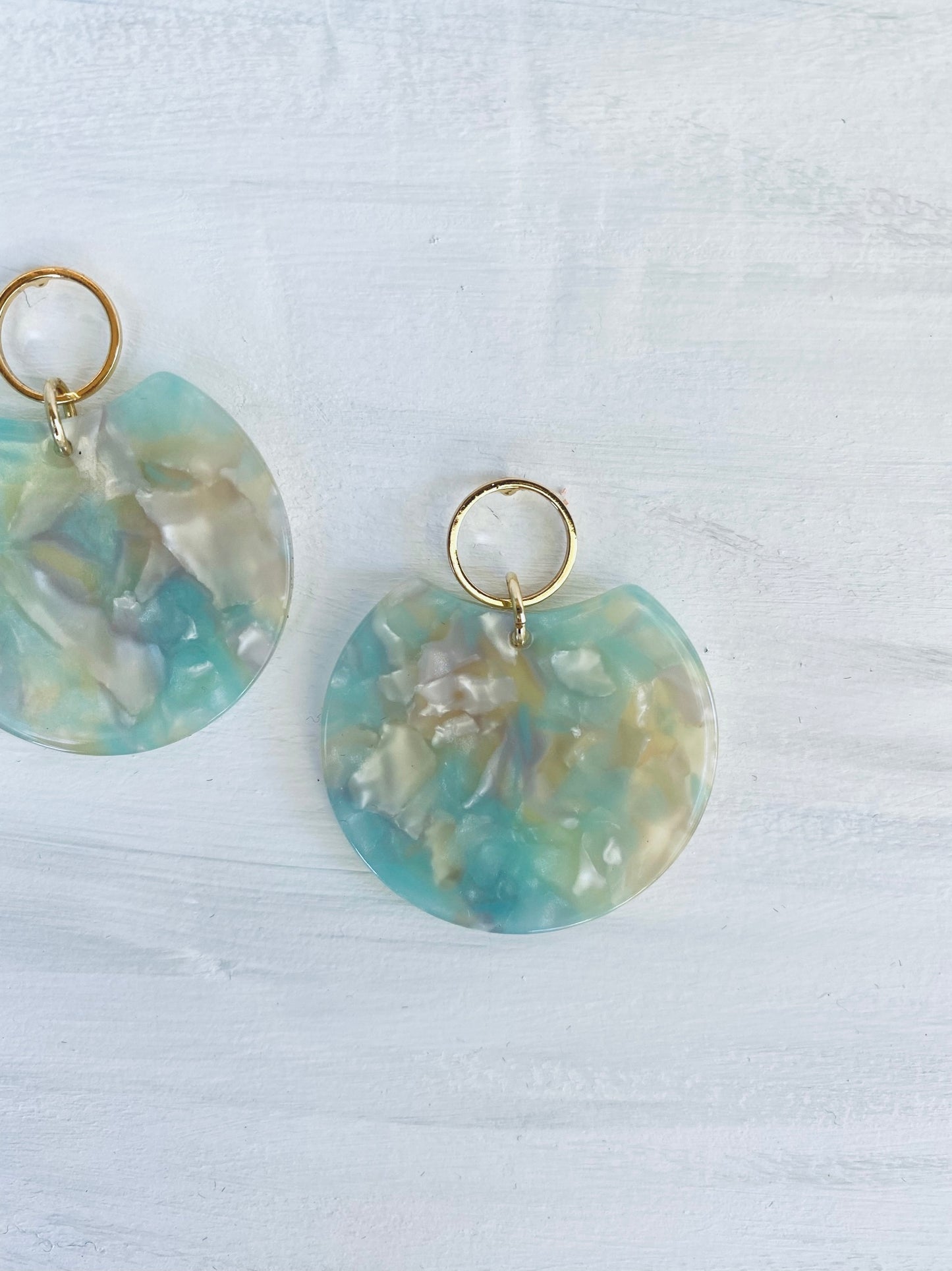 Circle Disc Earrings in Seascape Tortoise