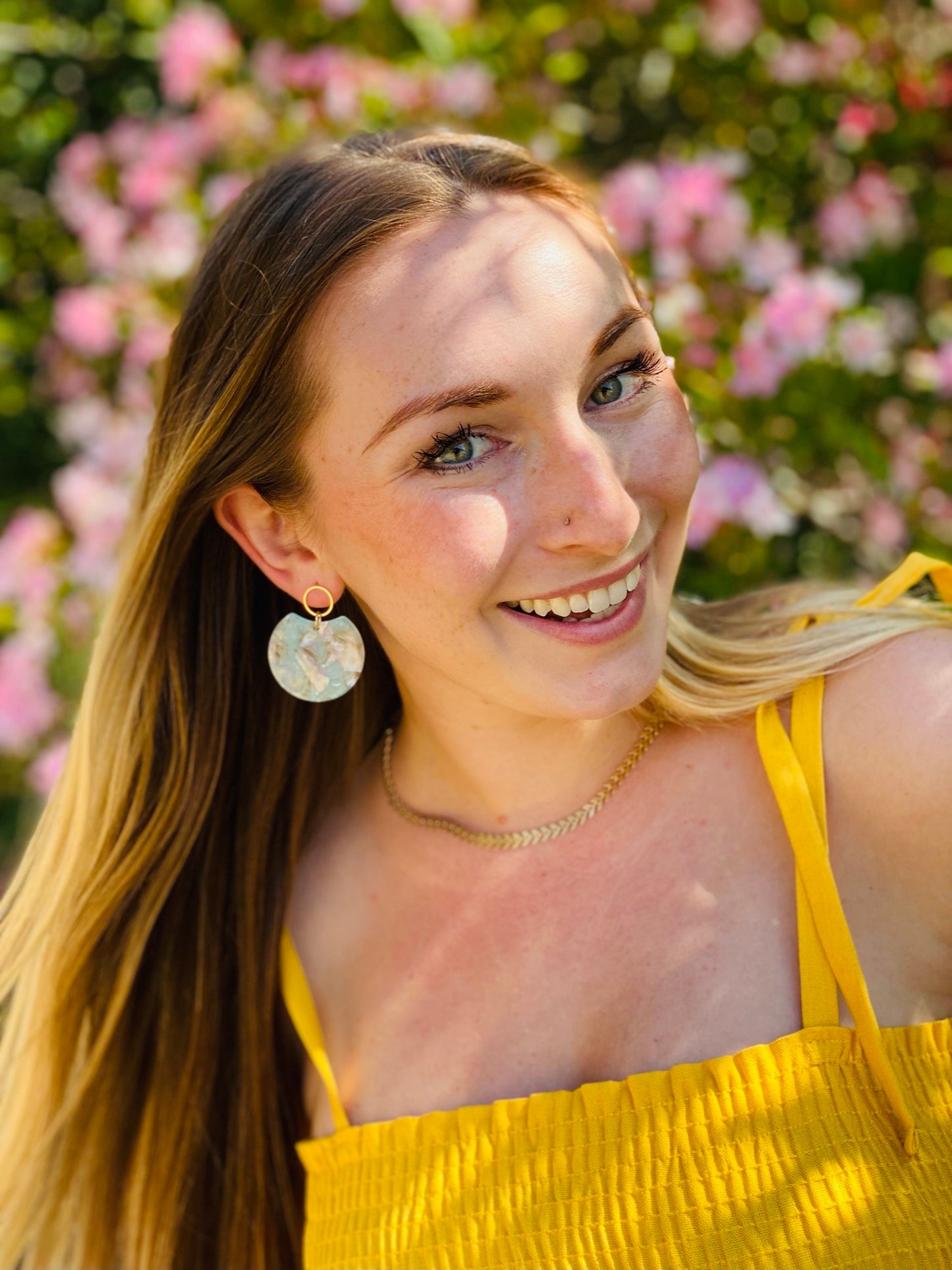 Circle Disc Earrings in Seascape Tortoise