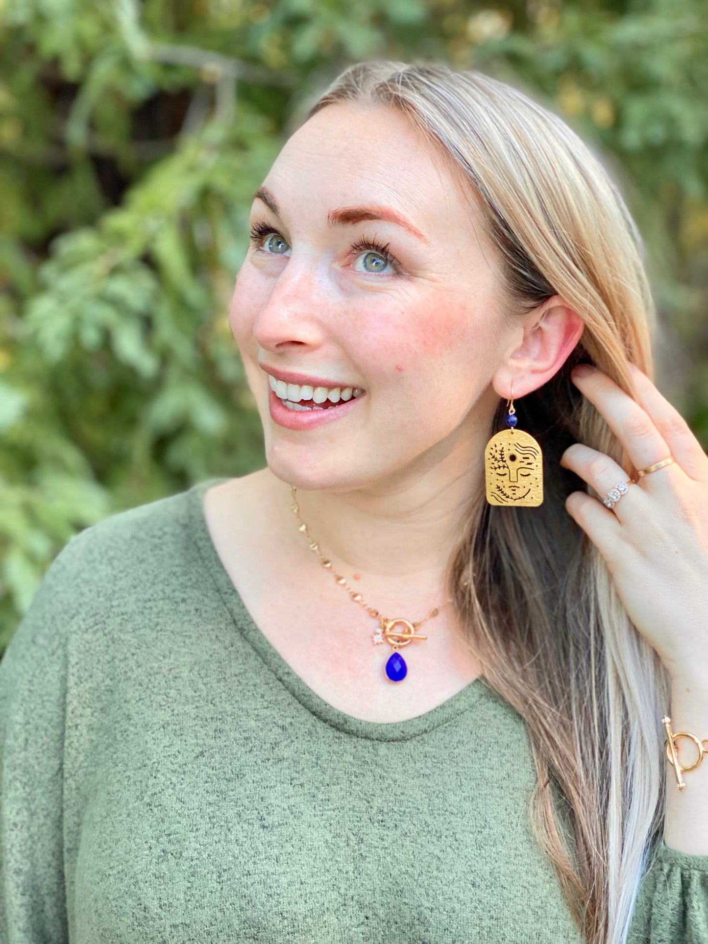 Empowered Woman Earrings in Lapis