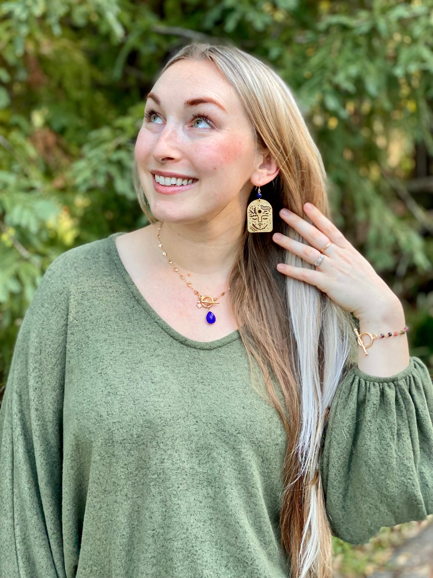 Empowered Woman Earrings in Lapis