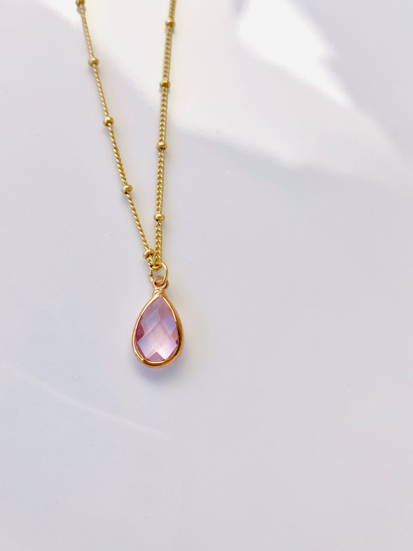 Dusty Rose Pink Teardrop Pendant