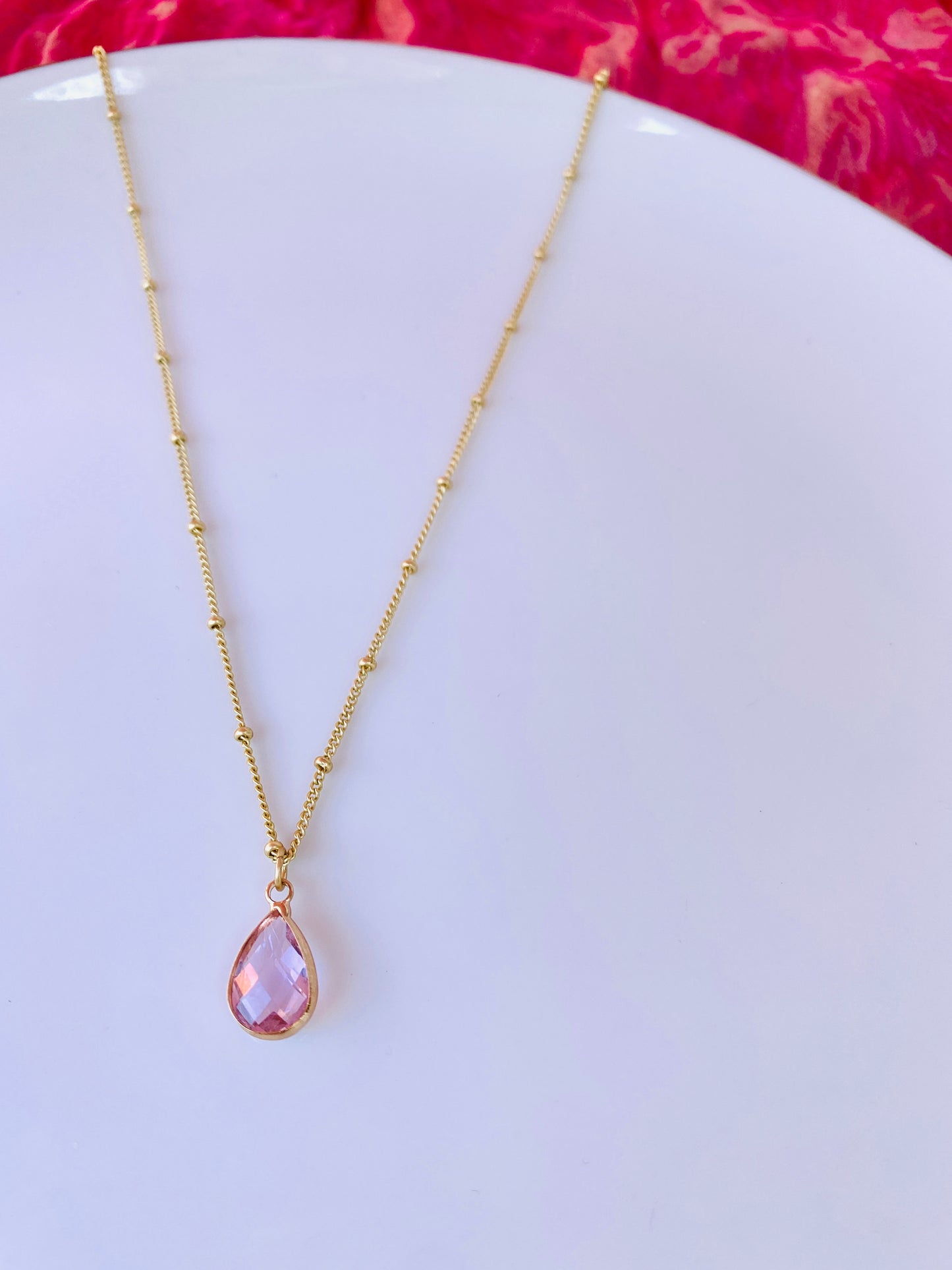 Dusty Rose Pink Teardrop Pendant