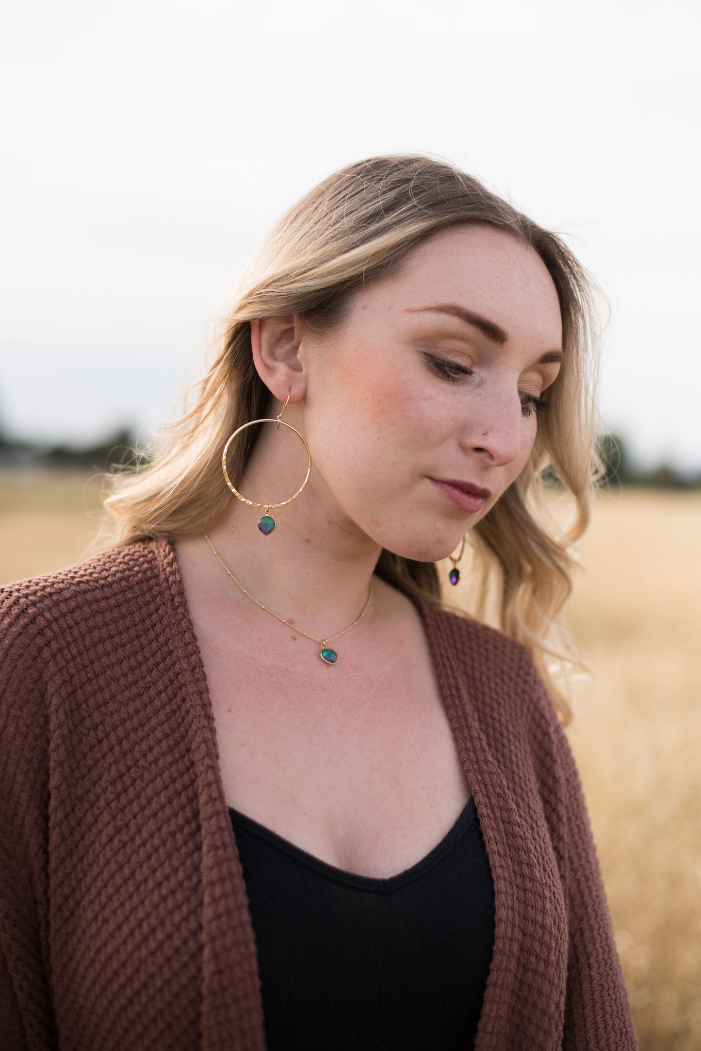 Iridescent Quartz Heart Choker