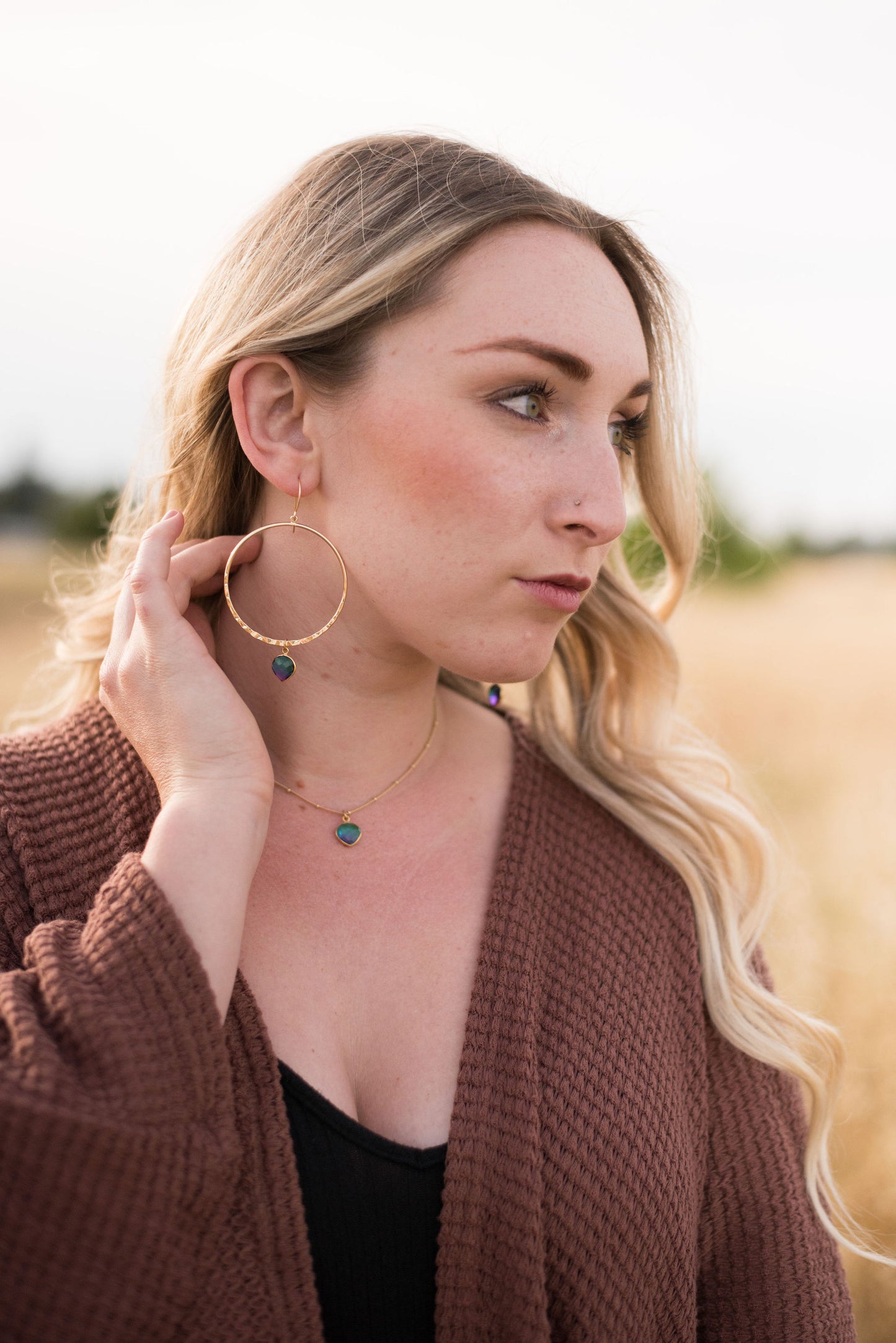 Iridescent Quartz Heart Choker