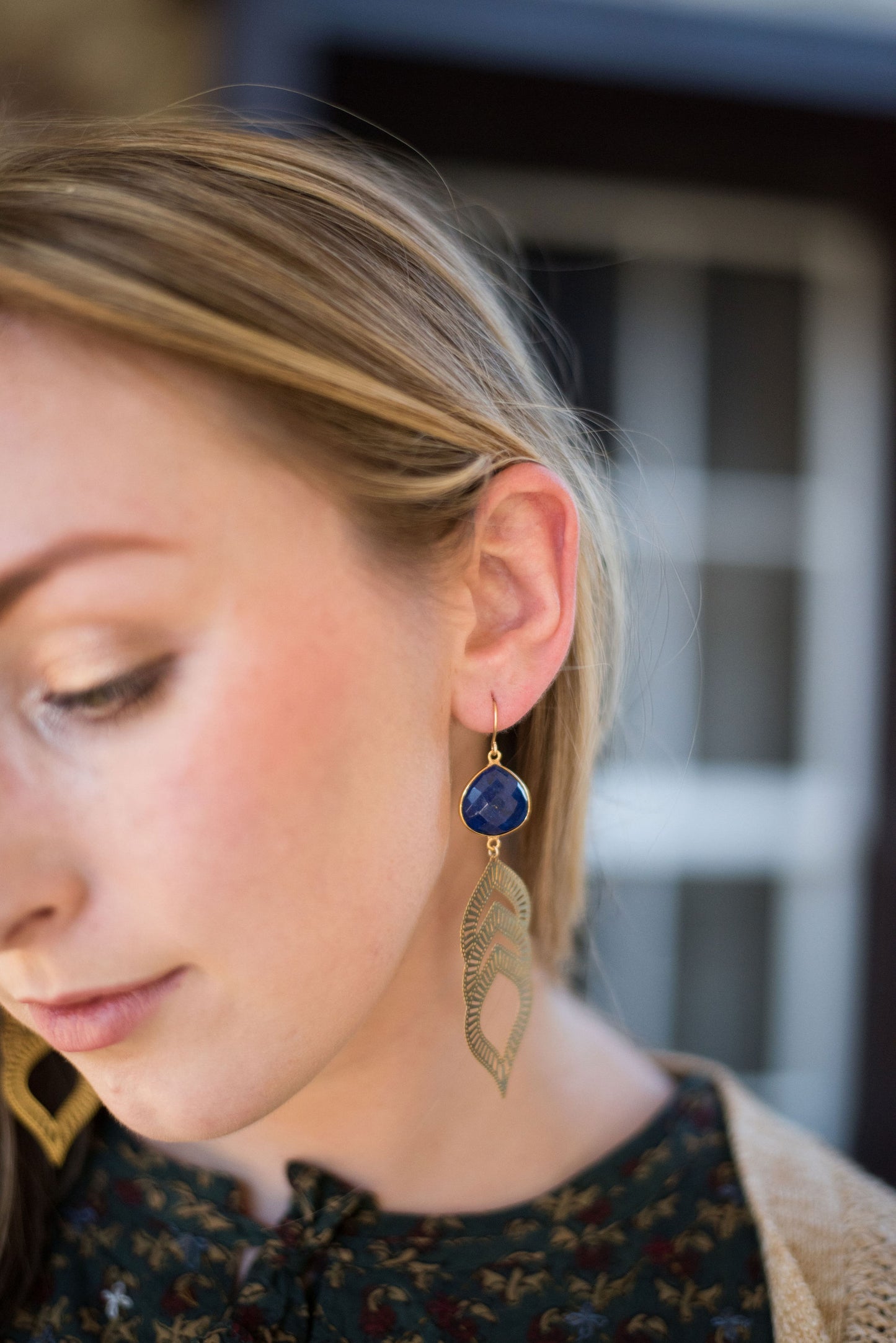 Lapis Leaf Earrings