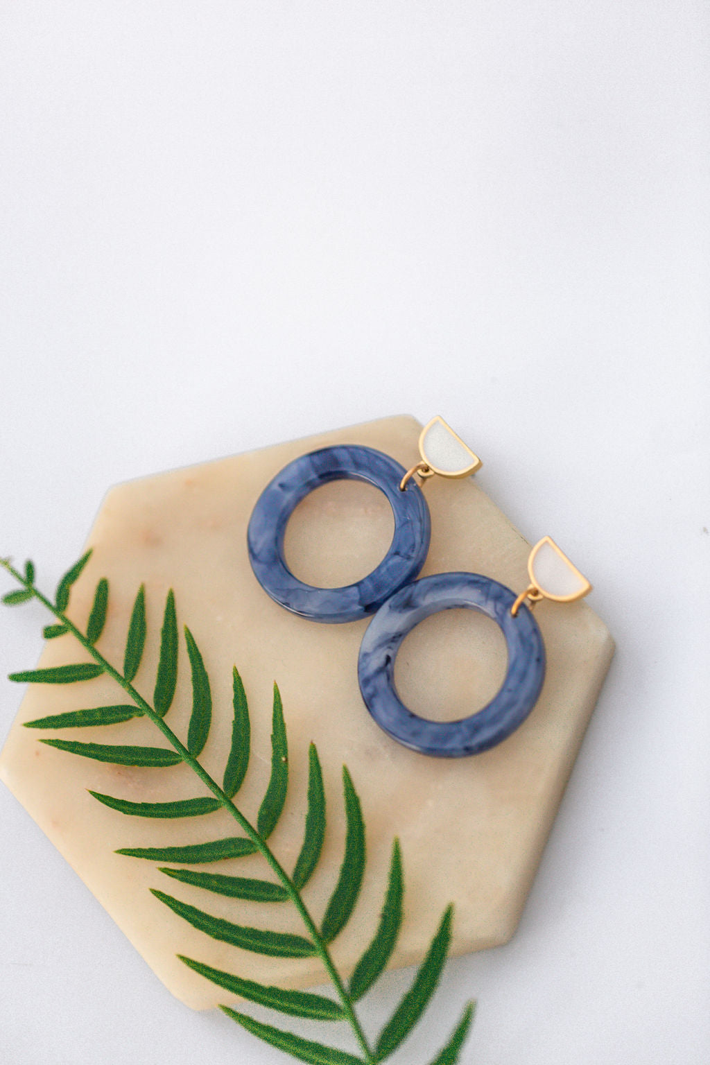 Marbled Blue Acetate Hoops