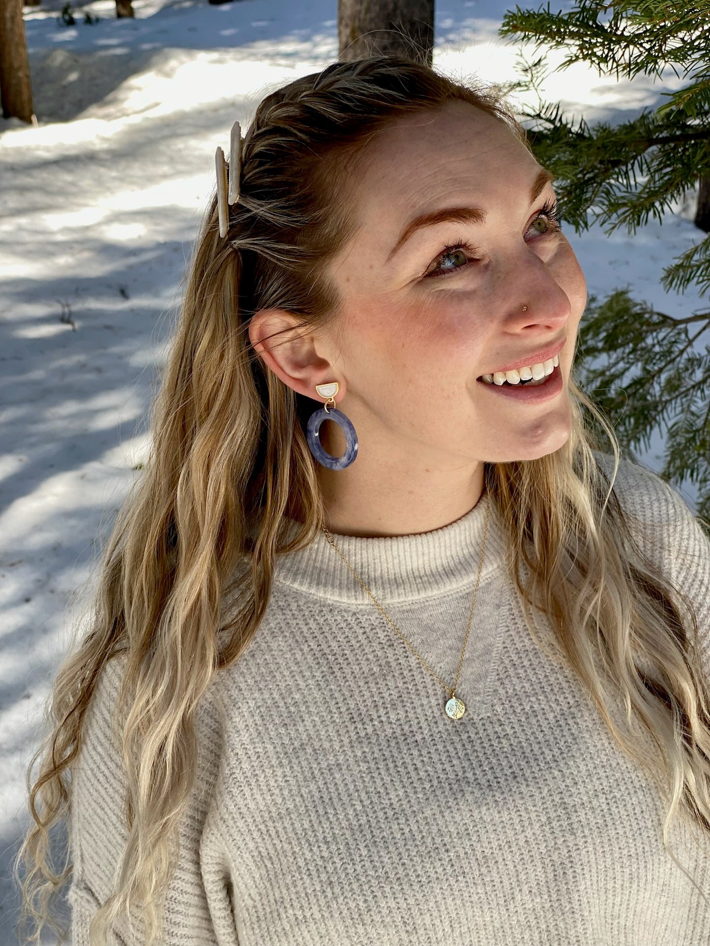 Marbled Blue Acetate Hoops