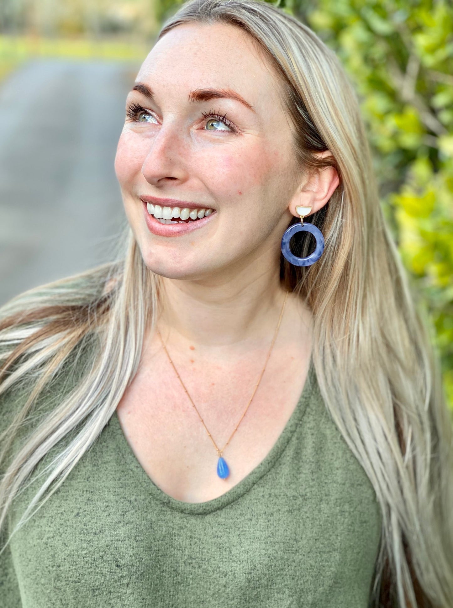 Marbled Blue Acetate Hoops