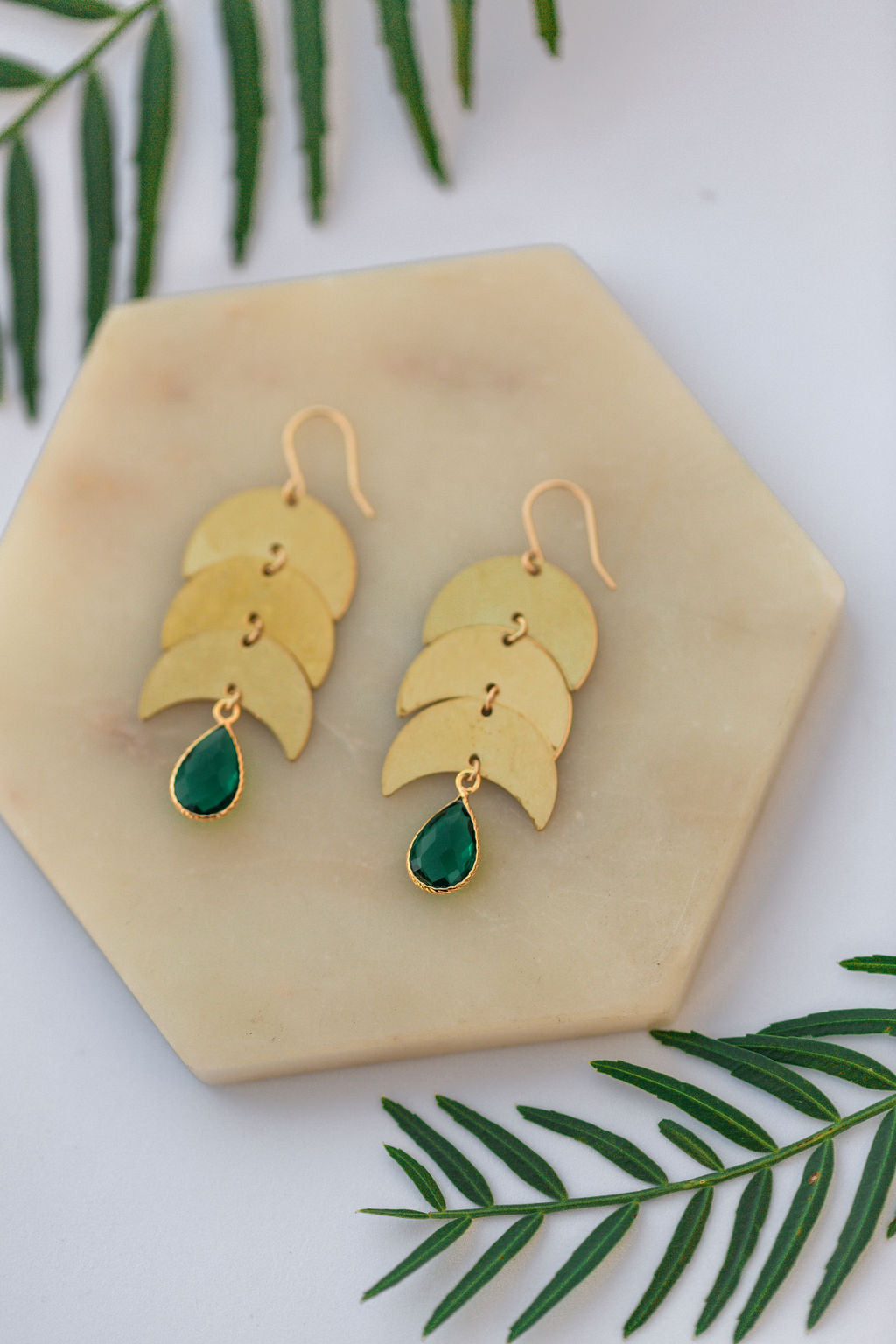 Emerald Moon Earrings