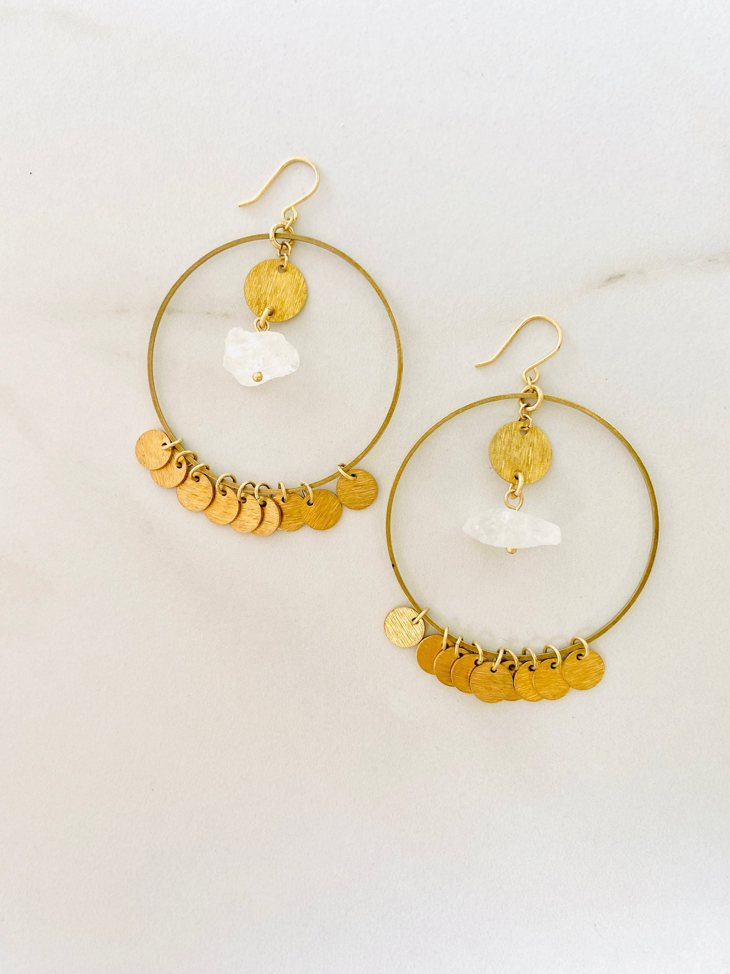 Raw Crystal Quartz Fringe Hoops