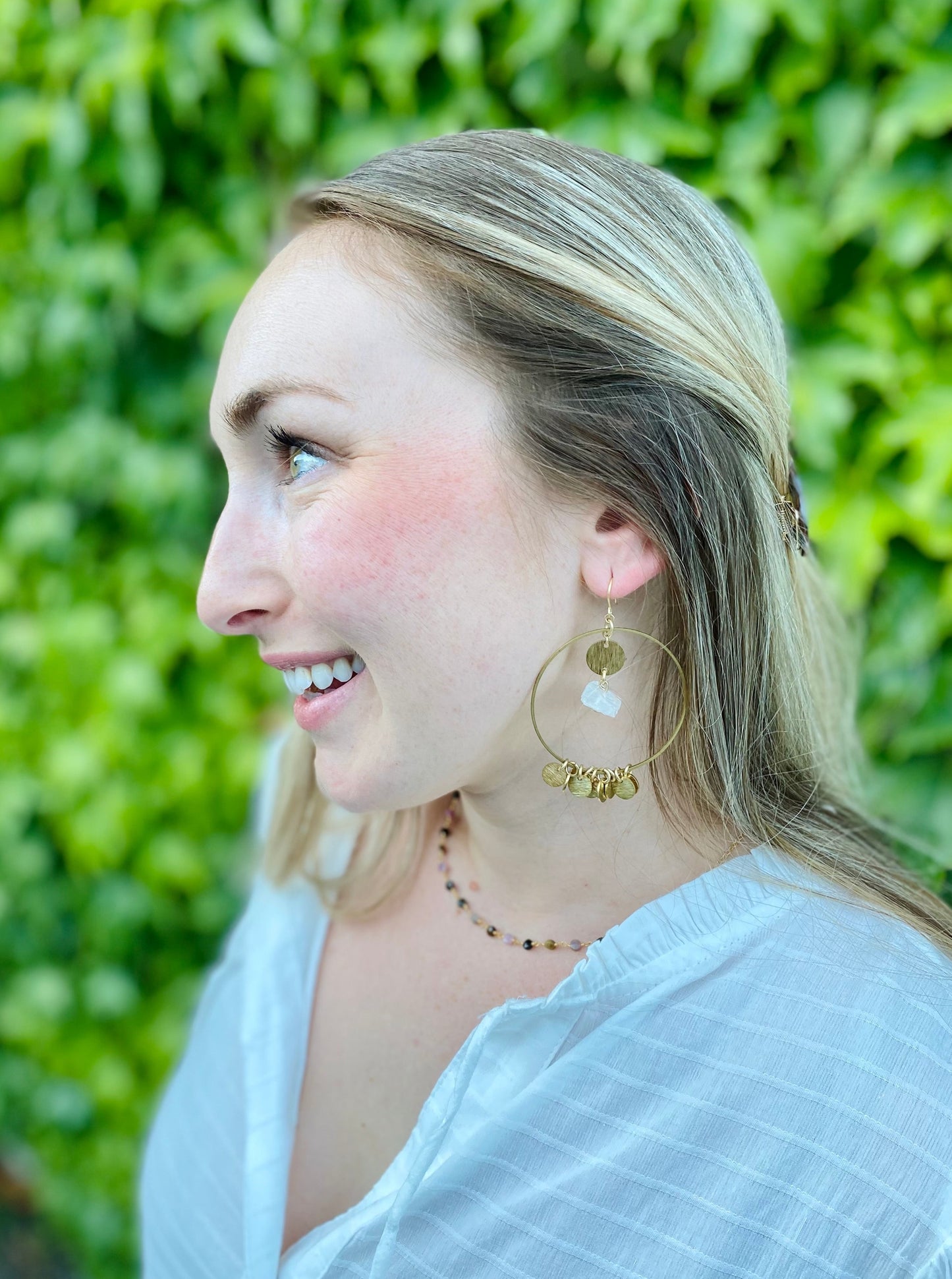 Raw Crystal Quartz Fringe Hoops