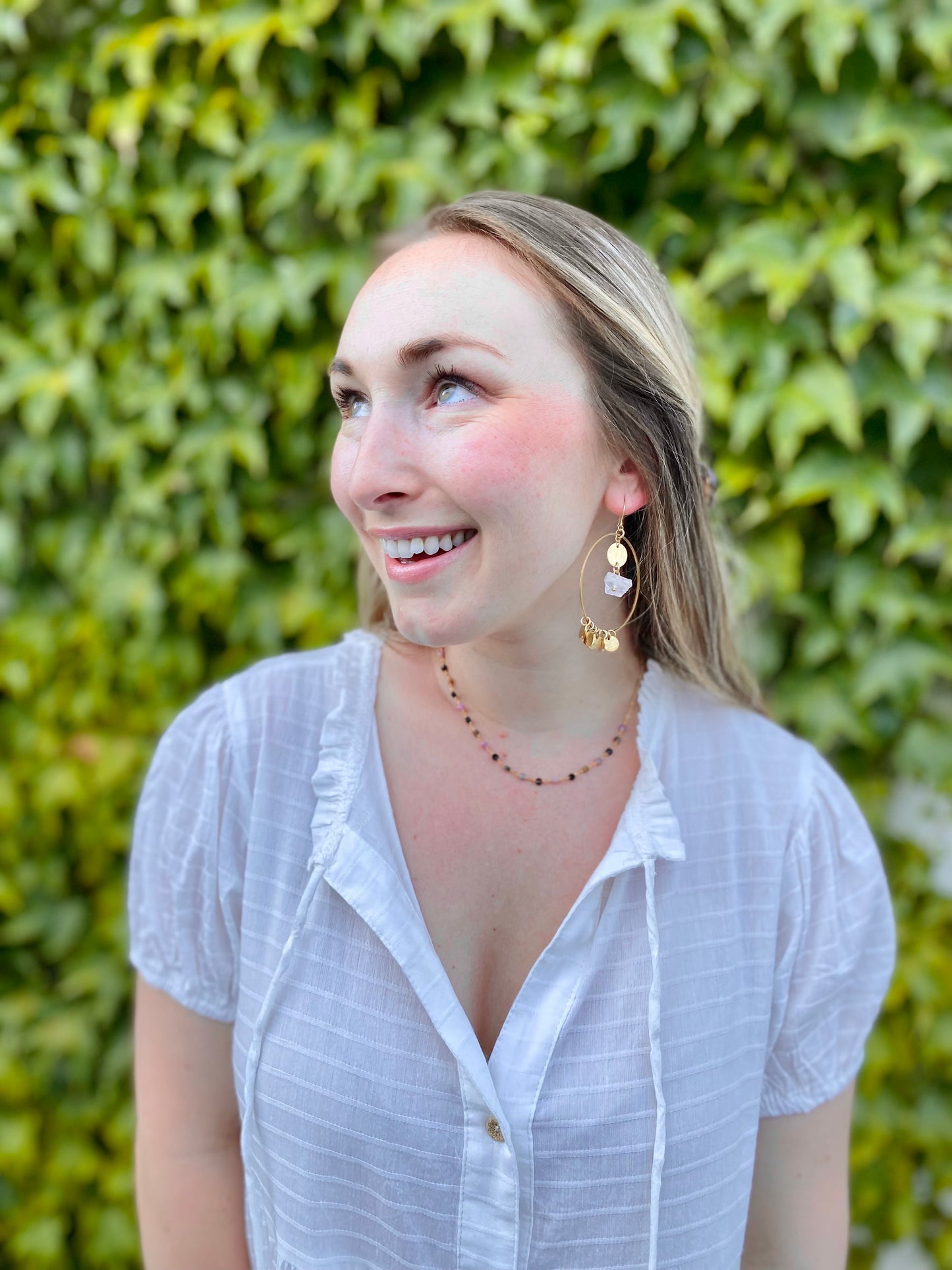 Raw Crystal Quartz Fringe Hoops