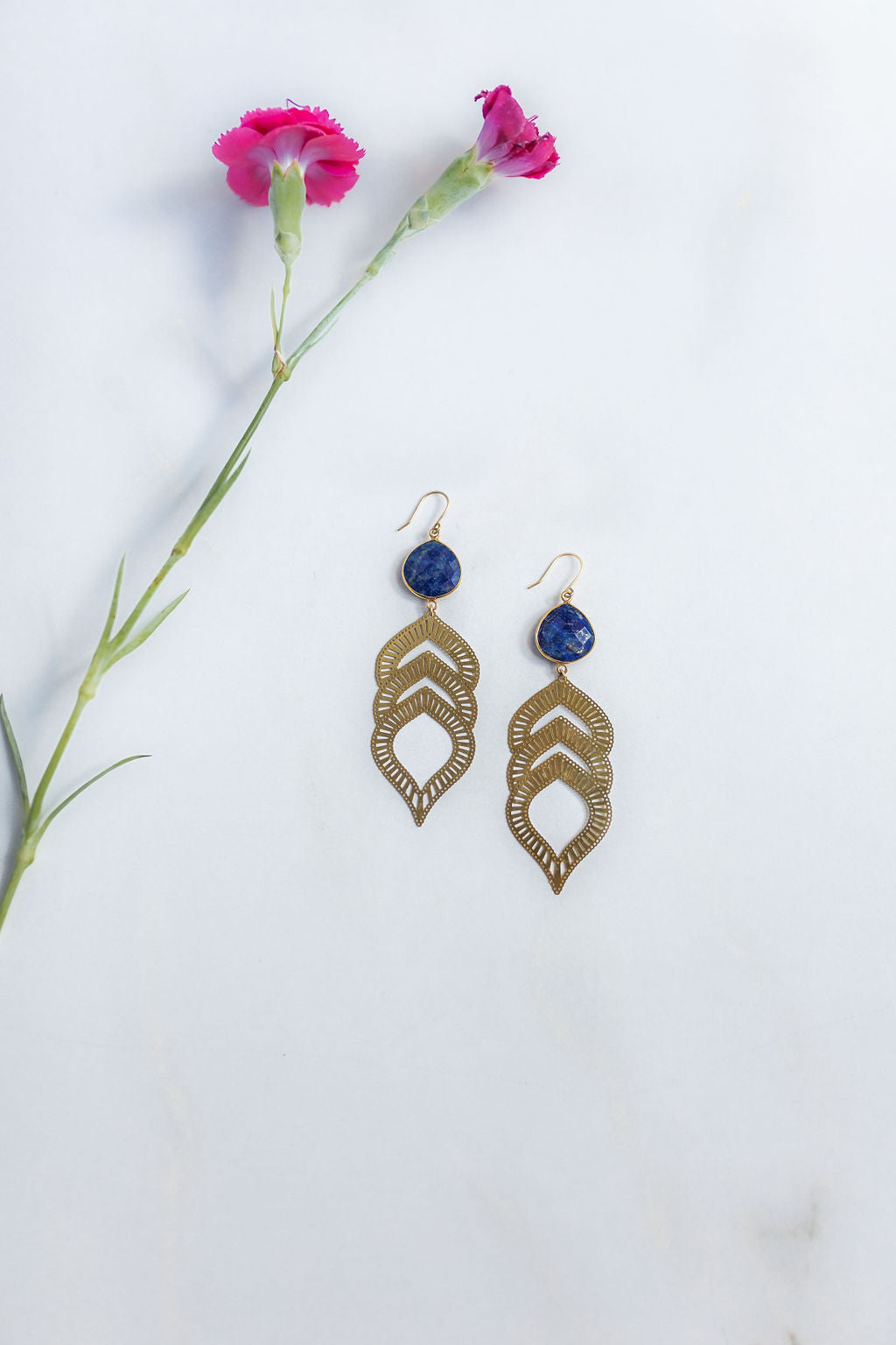 Lapis Leaf Earrings