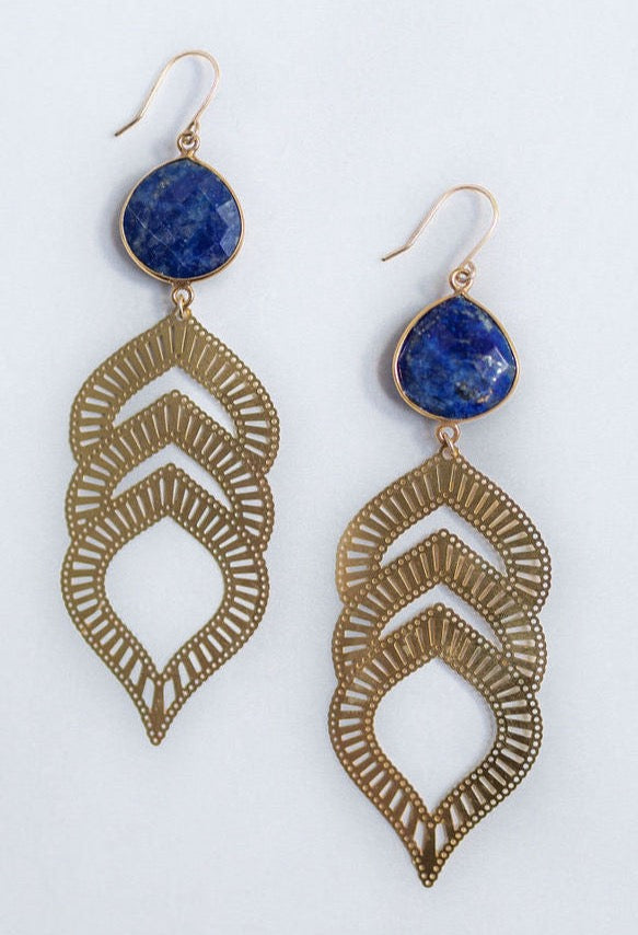 Lapis Leaf Earrings