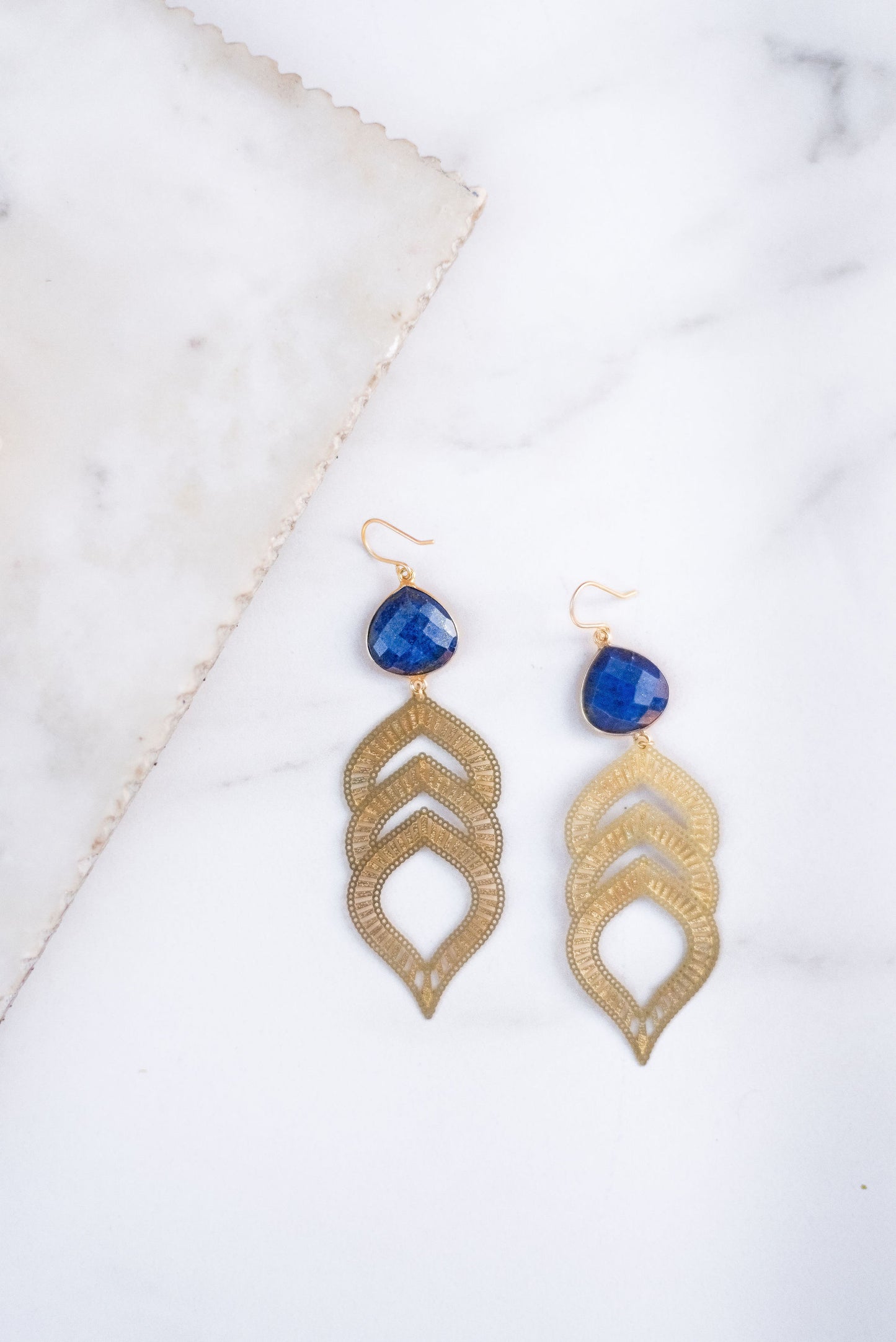 Lapis Leaf Earrings